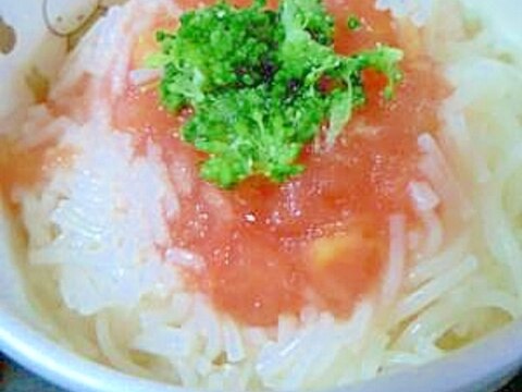 そうめんのトマト乗せ♪